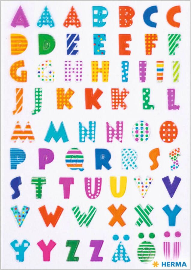 Shoppartners Stickervelletjes met 62x stuks plak letters A-Z gekleurde letters Stickers
