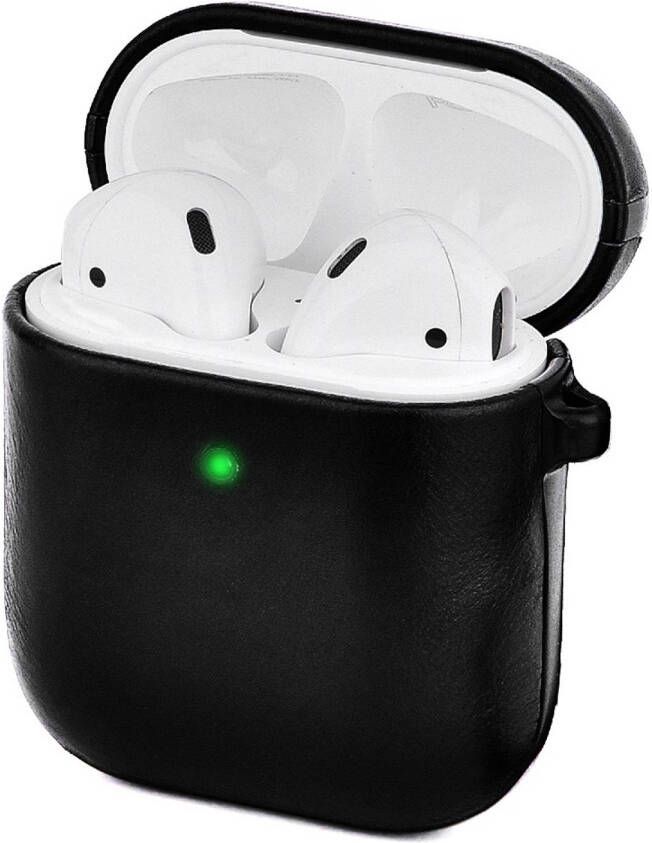 Silvergear Apple AirPods Hoesje Zwart Bescherming Case Leer Voor Apple AirPods en AirPods 2