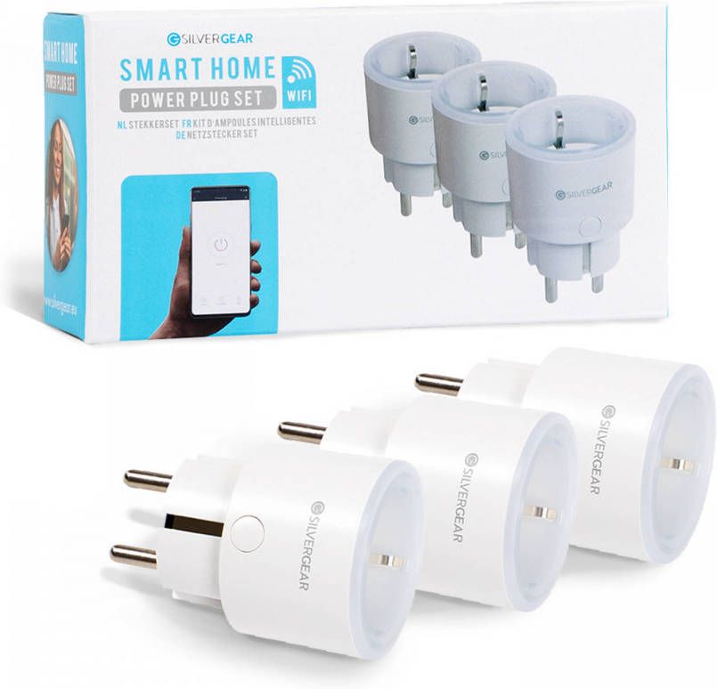 Silvergear Smart Plug WiFi Slimme Stekker 3 Stuks Koppel met Google Home Amazon Alexa en App