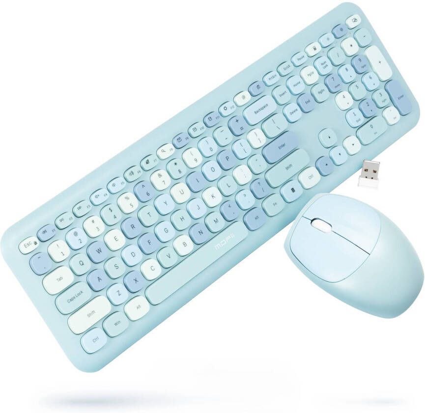 Silvergear Toetsenbord en Muis Draadloos USB QWERTY Retro Blauw