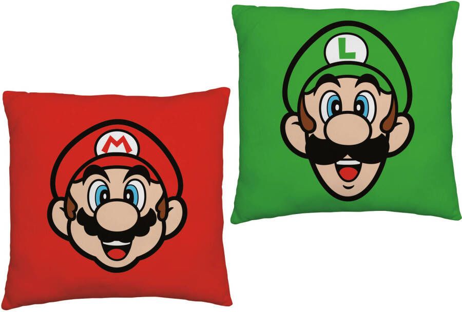SimbaShop Super Mario Kussen Mario Luigi 40 x 40 cm Polyester