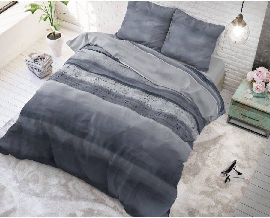 Sleeptime Dekbedovertrek Strepen Marcus Met knoopsluiting incl. kussenslopen Blauw 2-persoons 200 x 220 cm + 2 slopen