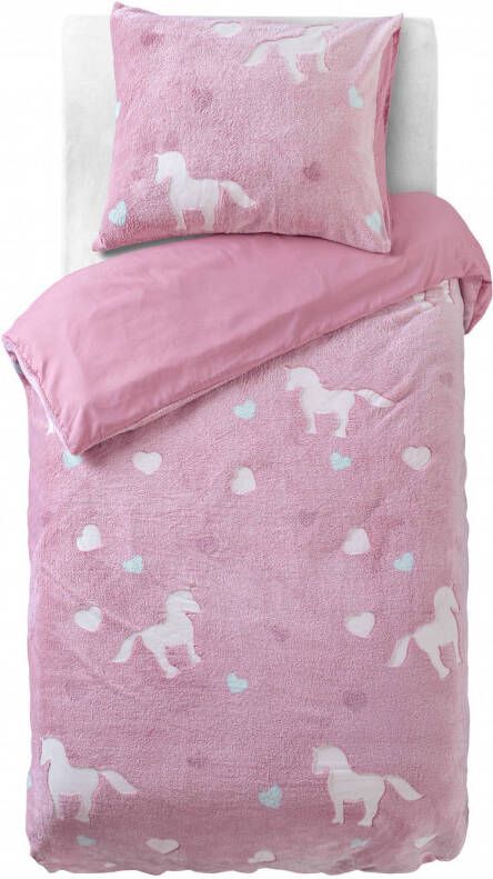 Sleeptime Glow in the dark Unicorn Dekbedovertrek 140X200 220 + 1 x kussensloop 60x70 Roze