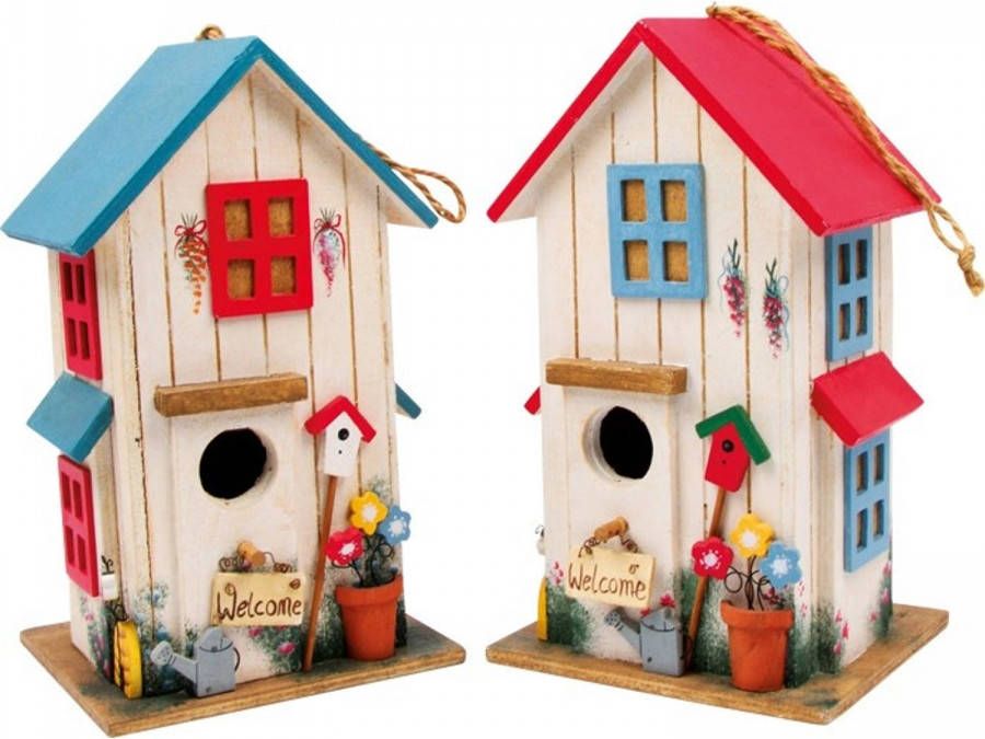 Small Foot houten vogelhuisje villa 15 x 13 x 25 cm 2 stuks