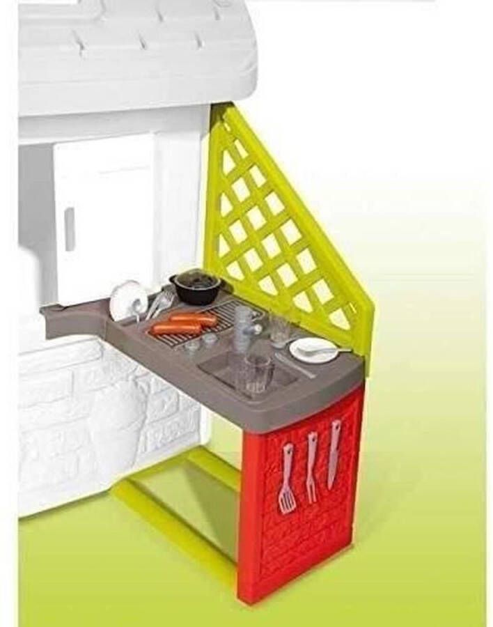 Smoby Zomerkeuken om toe te voegen aan een huis Grillplaat Spoelbak met kraan 17 accessoires