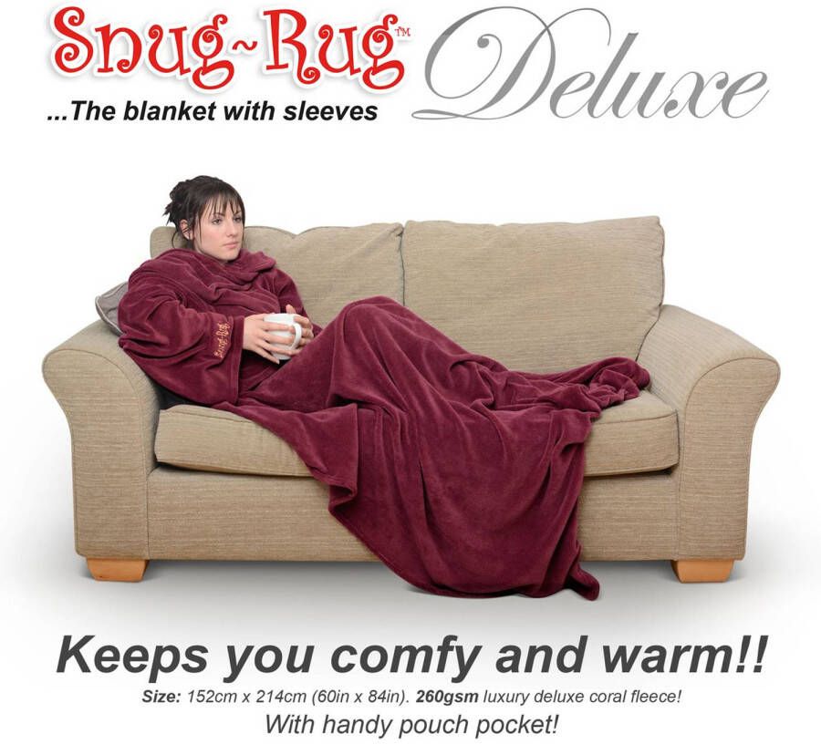 Snug Rug Deluxe Donker Rood Fleece Deken Met Mouwen TV Deken Plaid Warmte deken voor op de bank