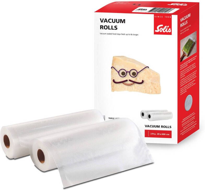 Solis Vacuumrollen 20 x 600 cm Geschikt voor Diepvries Magnetron en Sous Vide Koken BPA-Vrij Drielaags Vacuum Rollen Vacuumfolie Rollen 2 Stuks - Foto 2