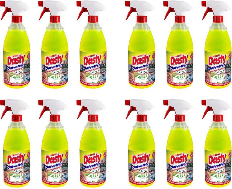 Merkloos Dasty Professionele Ontvetter Reinigingsproduct 750ml Set van 12 Stuks Geel