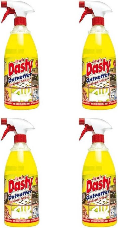 Gruttz Dasty Professional Line Ontvetter Multifunctioneel Reinigingsmiddel 4 x 1000 ml Geel