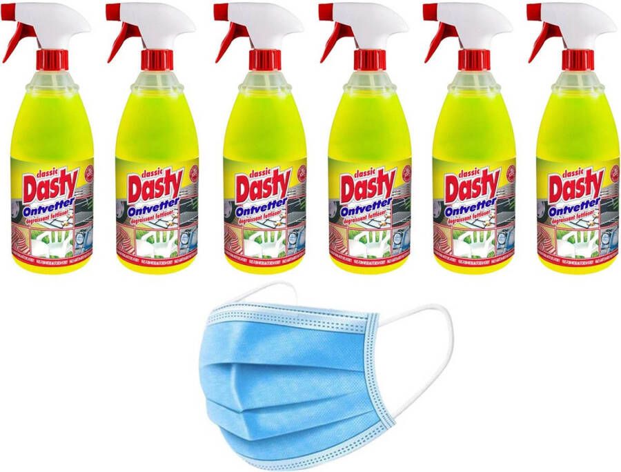 Merkloos Dasty Super Ontvetter 6 Liter 6-Pack Inclusief 5 Mondkapjes