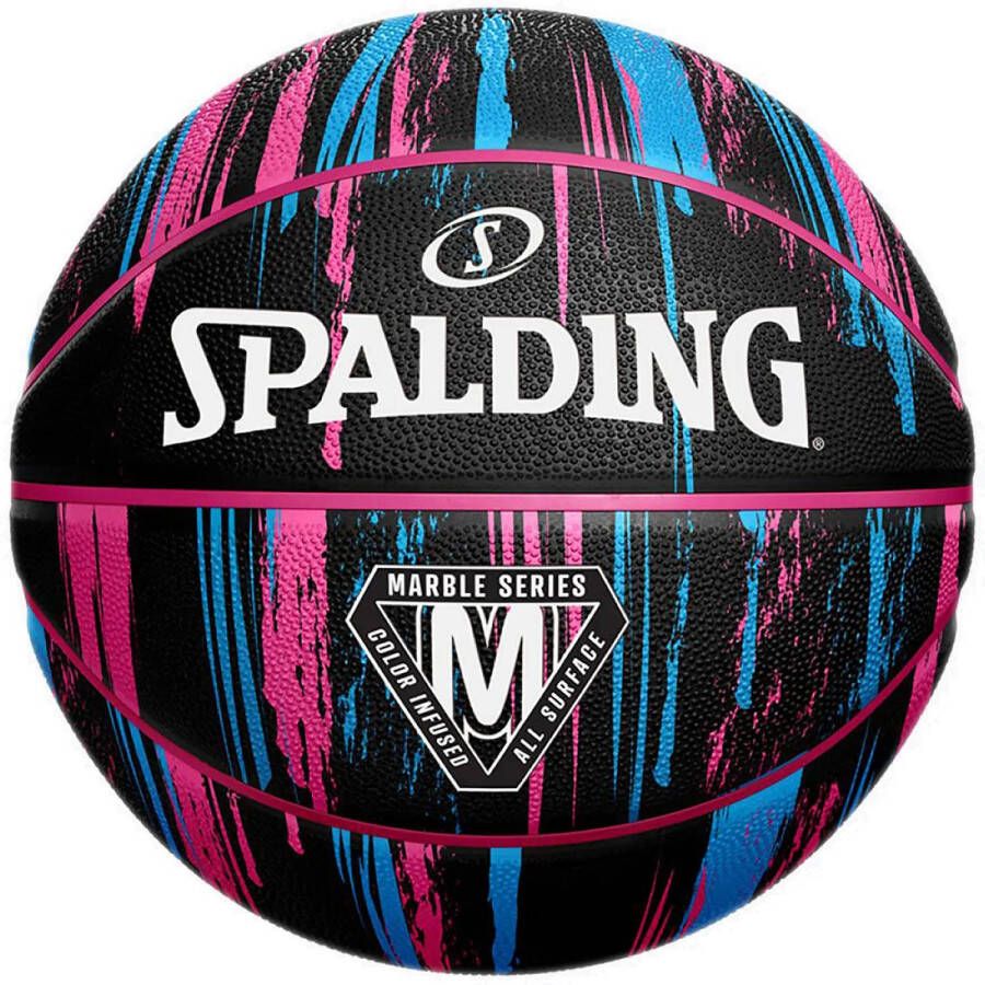 Spalding Marble basketbal zwart roze blauw