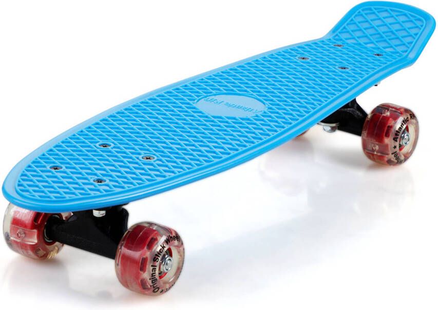 Spielwerk Skateboard blauw rood retro LED met PU-dempers