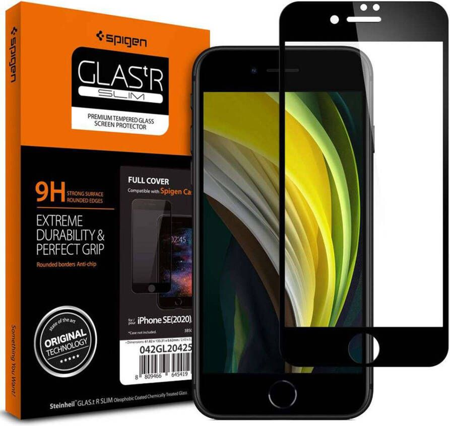 Spigen GLAStR Screenprotector voor de iPhone SE (2020) 8 7 Zwart