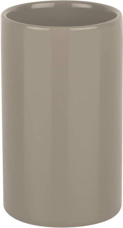 Spirella Badkamer drinkbeker tandenborstelhouder Sienna porselein glans beige 7 x 11 cm Tandenborstelhouders