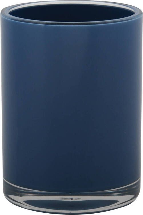 Spirella MSV Badkamer drinkbeker Aveiro PS kunststof donkerblauw 7 x 9 cm Tandenborstelhouders