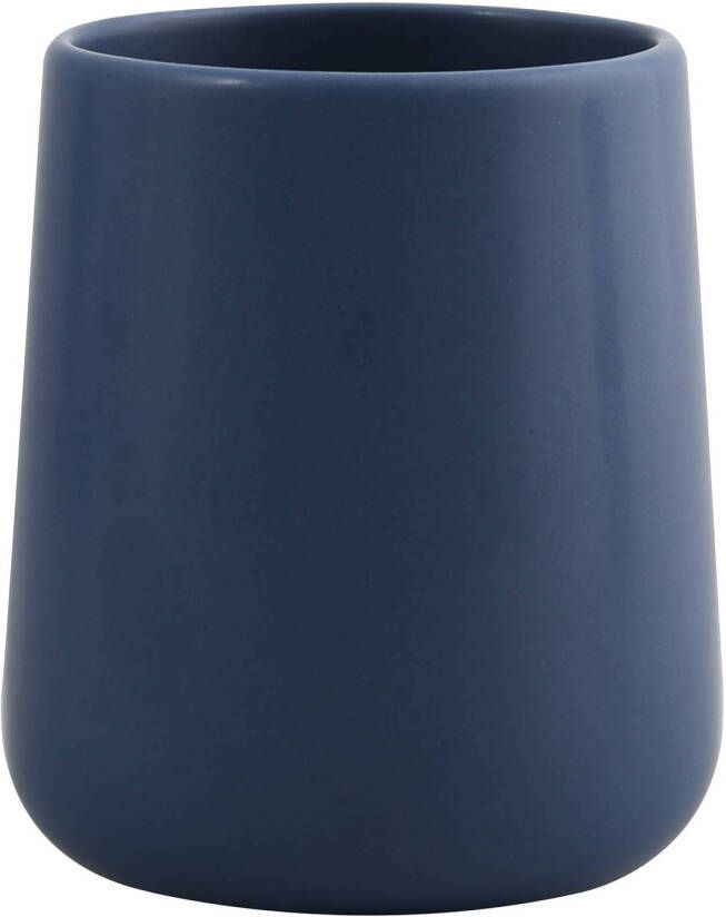 Spirella MSV Badkamer drinkbeker Malmo Keramiek donkerblauw 8 x 10 cm Tandenborstelhouders