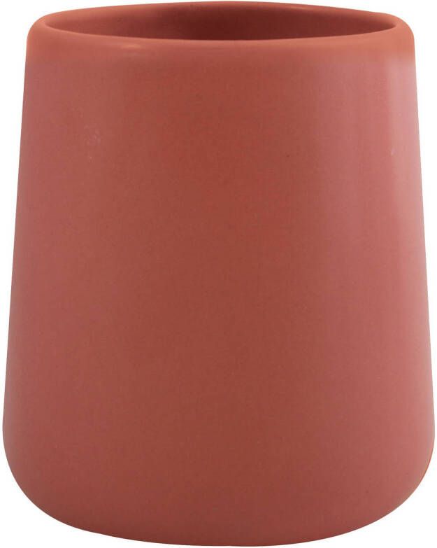 Spirella MSV Badkamer drinkbeker Malmo Keramiek terracotta 8 x 10 cm Tandenborstelhouders