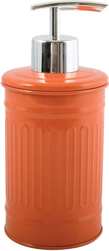 Spirella MSV Zeeppompje dispenser Industrial metaal oranje 7.5 x 17 cm 250 ml Zeeppompjes