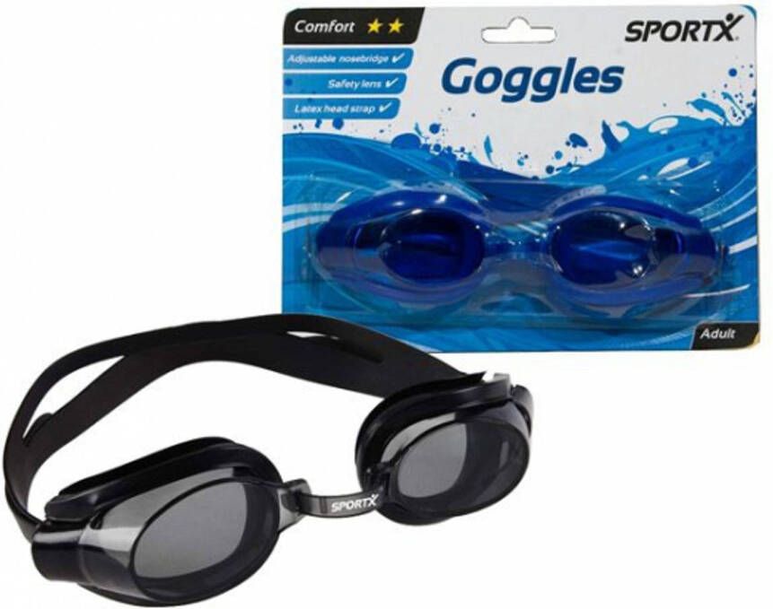 SportX Zwarte anti-chloor duikbril voor volwassenen Zwembrillen