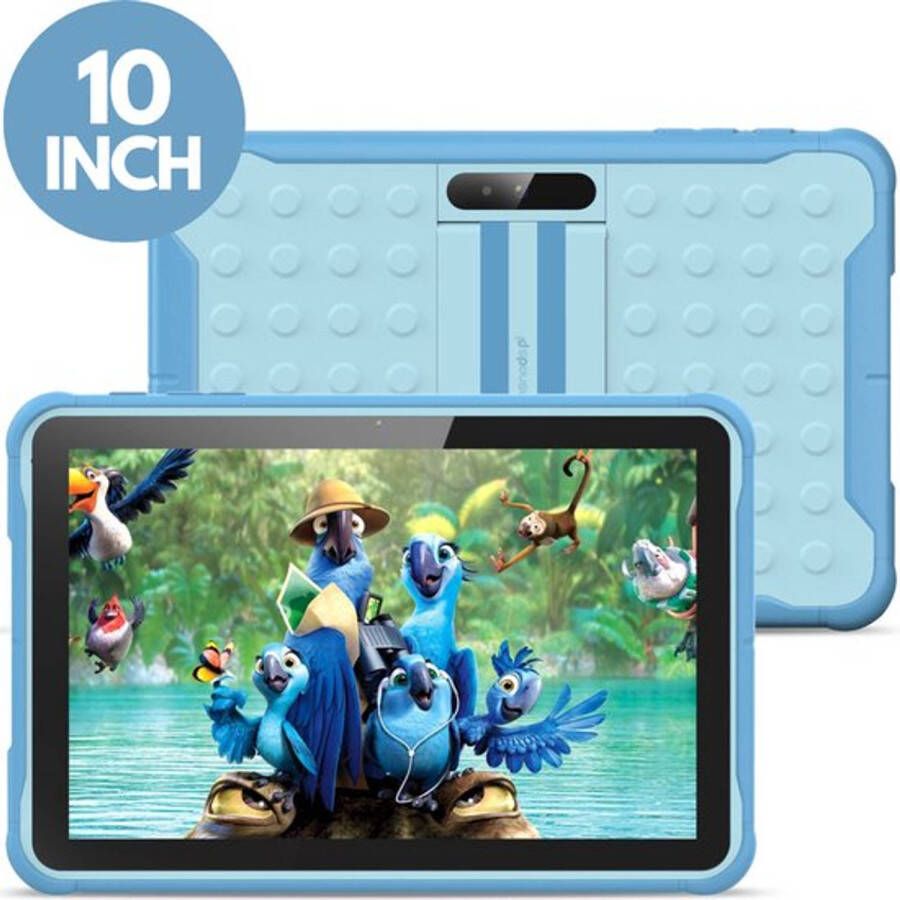 Spoused Kindertablet Tablet Kinderen 10 Inch 32 GB 6000 mAh Batterij Android 10.0 Blauw