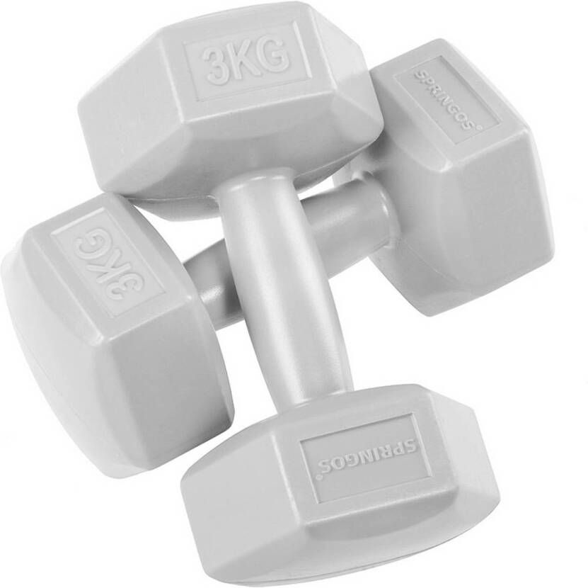 Springos Dumbbell Set 3 KG Grijs Oefengewichten