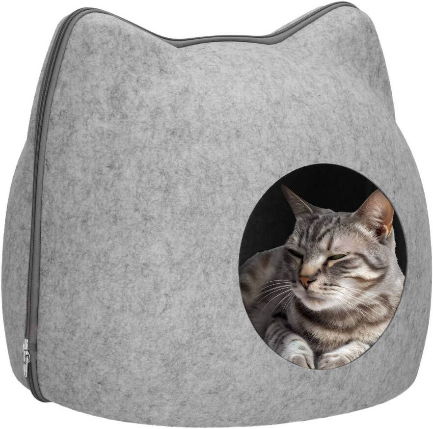 Springos Kattenmand Kattenhuis Bed Kussen 38 X 36 X 35 5 Cm Grijs