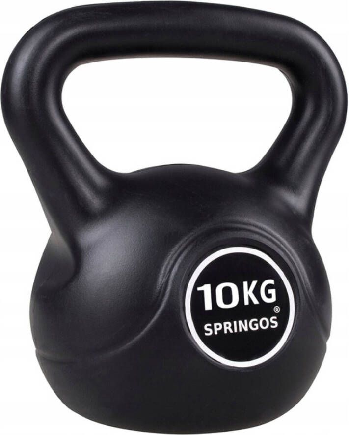 Springos Kettlebell Zwart 10 kg