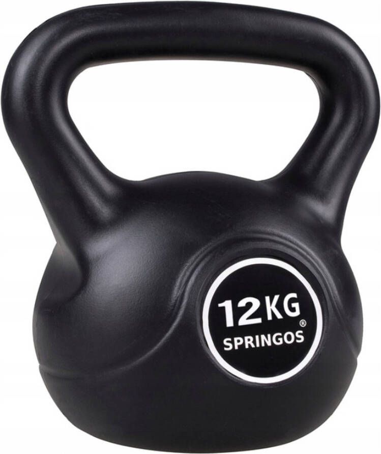 Springos Kettlebell Zwart 12 kg