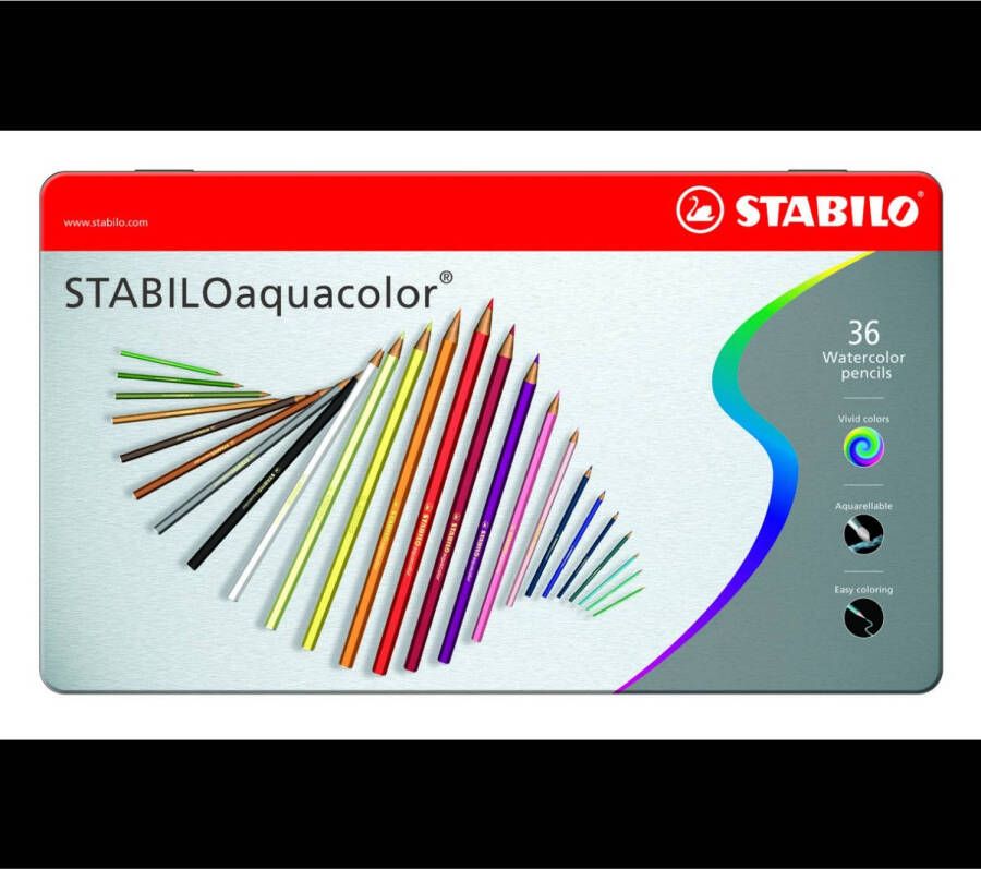 Stabilo aquacolor premium aquarel kleurpotlood metalen etui met 12 kleuren
