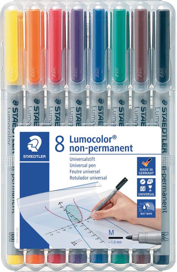 Staedtler Lumocolor 315 OHP-marker non permanent 1 0 mm box van 8 stuks in geassorteerde kleuren 10 stuks
