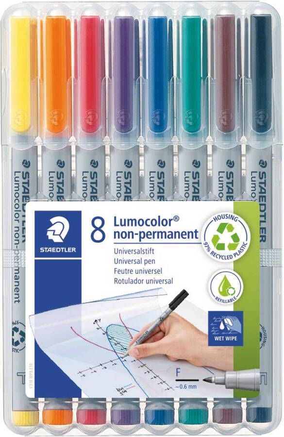 Staedtler Lumocolor 316 OHP-marker non permanent 0 6 mm box van 8 stuks in geassorteerde kleuren