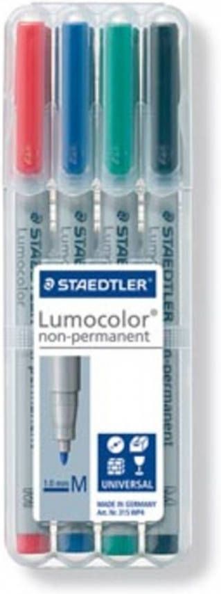 Staedtler OHP-marker Lumocolor Non-Permanent geassorteerde kleuren box met 4 stuks medium 1 mm