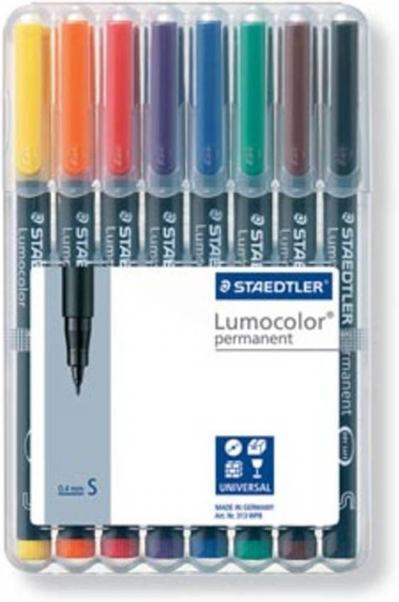 Staedtler OHP-marker Lumocolor Permanent geassorteerde kleuren box met 8 stuks superfijn 0 4 mm