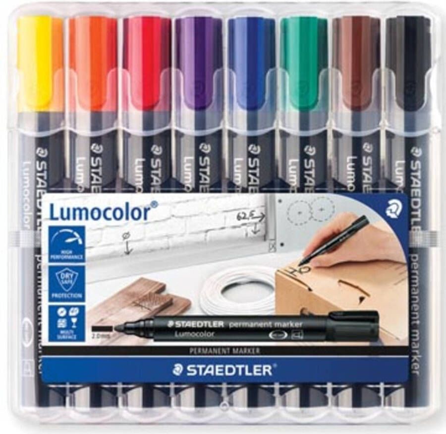 Staedtler permanent marker Lumocolor 352 doos met 8 stuks in geassorteerde kleuren