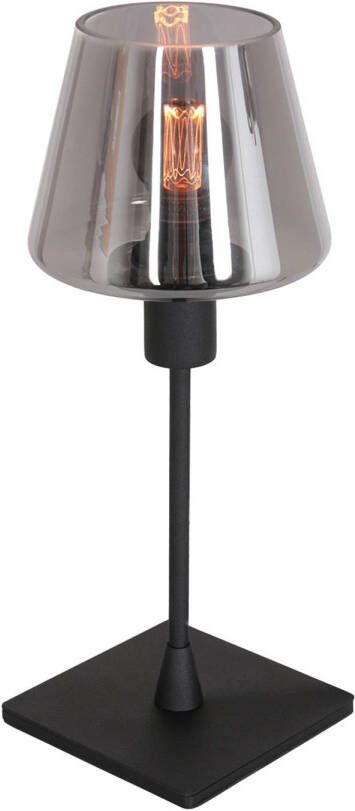 Steinhauer Ancilla tafellamp rookglazen kap 33 cm hoog modern E14 zwart