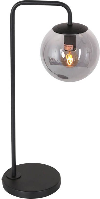 Steinhauer Bollique tafellamp rookglas E27 51 cm hoog zwart