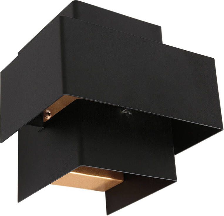 Steinhauer Muro wandlamp 2700K 300L 3W 12 5 cm diep met gouden binnenzijde zwart