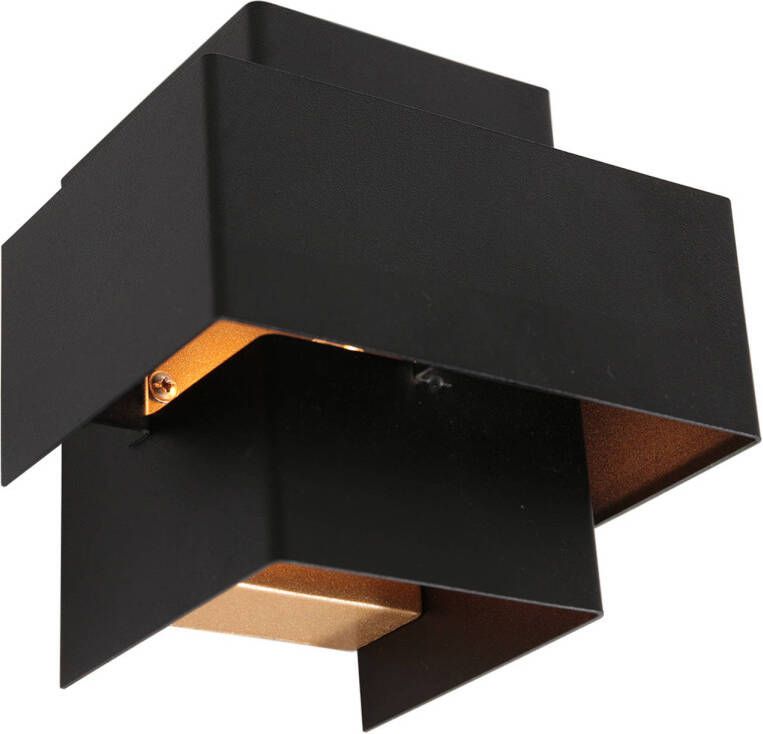 Steinhauer Muro wandlamp 2700K 300L 3W 12 5 cm diep met gouden binnenzijde zwart