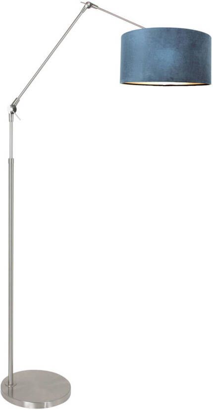 Steinhauer Prestige Chic vloerlamp knikarm 250 cm hoog verstelbaar staal met blauwe kap