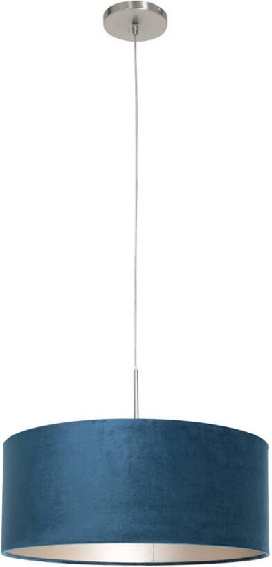 Steinhauer Sparkled Light hanglamp in hoogte verstelbaar 40 tot 220 cm hoog Ø50 cm staal met blauwe kap