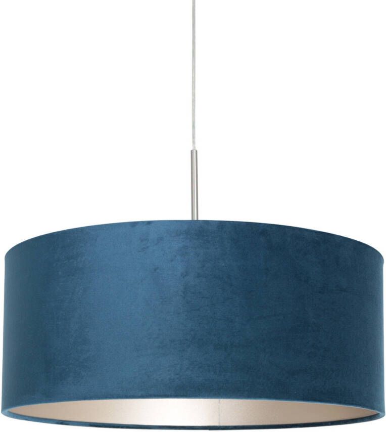 Steinhauer Sparkled Light hanglamp in hoogte verstelbaar 40 tot 220 cm hoog Ø50 cm staal met blauwe kap