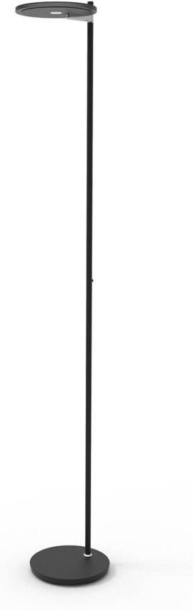 Steinhauer Turound staande lamp uplight 200 cm hoog incl. LED dimmer zwart met zwart glas