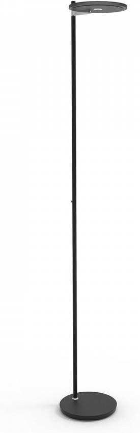 Steinhauer Turound staande lamp uplight 200 cm hoog incl. LED dimmer zwart met zwart glas