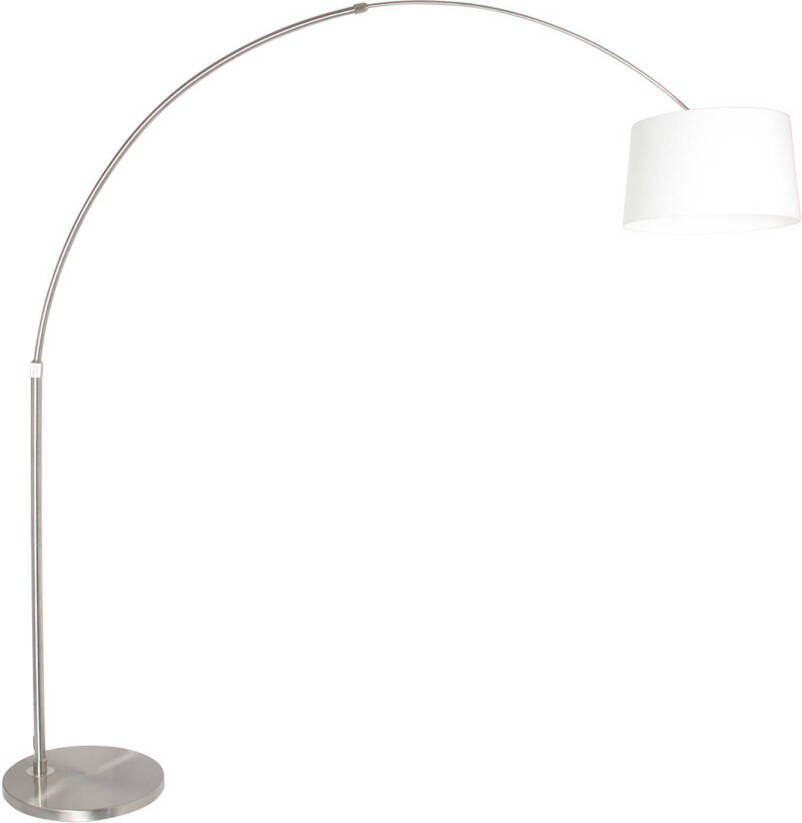 Steinhauer Vloerlamp booglamp Sparkled light 9675 staal kap linnen wit