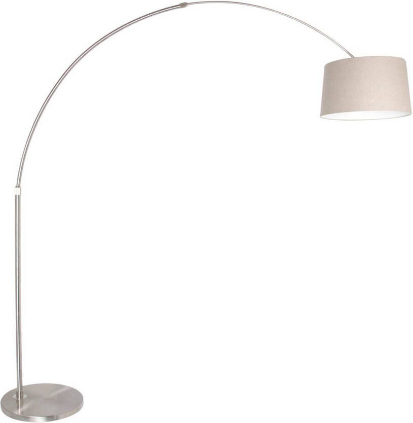 Steinhauer Vloerlamp Booglamp Sparkled Light 9676 Staal Kap Linnen Grijs