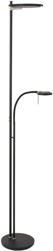 Steinhauer Vloerlamp Turound met lees-arm zwart Light Color smoke glas