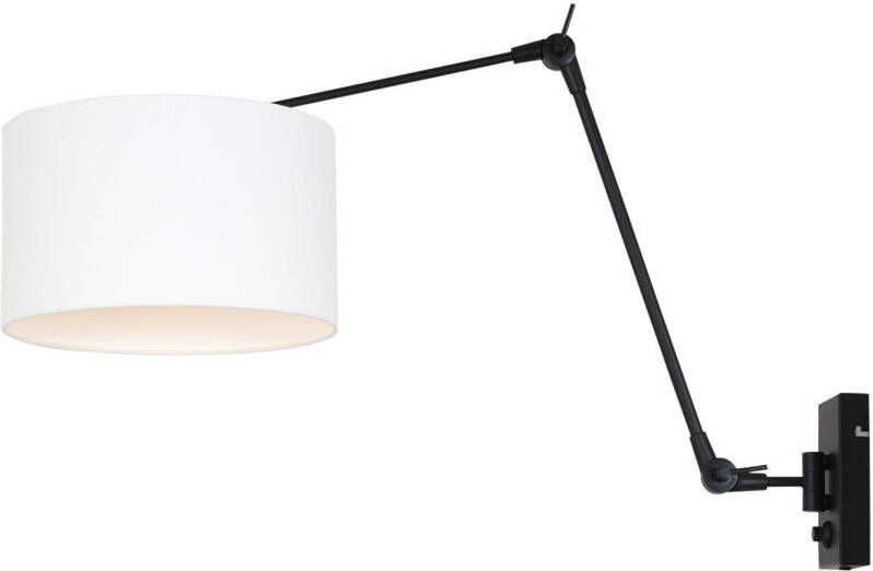 Steinhauer Prestige Chic wandlamp kap ⌀30 cm tot 105 cm diep dimmer op het product E27 zwart en wit linnen