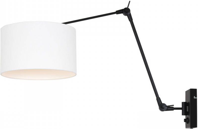 Steinhauer Prestige Chic wandlamp kap ⌀30 cm tot 105 cm diep dimmer op het product E27 zwart en wit linnen