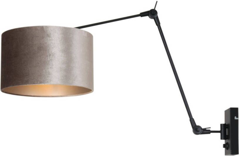 Steinhauer Prestige Chic wandlamp kap ⌀30 cm tot 105 cm diep dimmer op het product E27 zwart en zilver