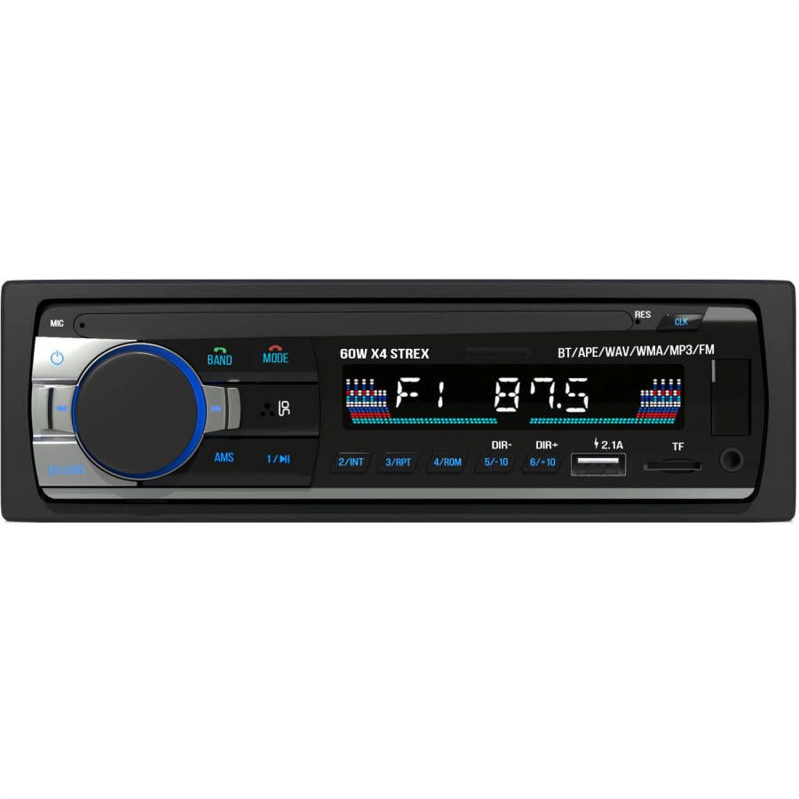 Strex Autoradio met Bluetooth voor alle auto&apos;s USB AUX en Handsfree Afstandsbediening Enkel DIN Auto Radio met